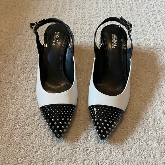 Michael Kors Leather Studded Slingback Colorblock Heels Size 6 - Picture 2 of 7